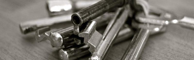 An image of a silver bunch of keys on a keyring.