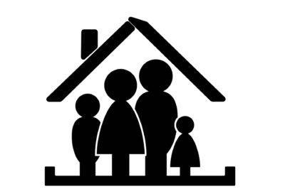 An image of a family inside a secure house.